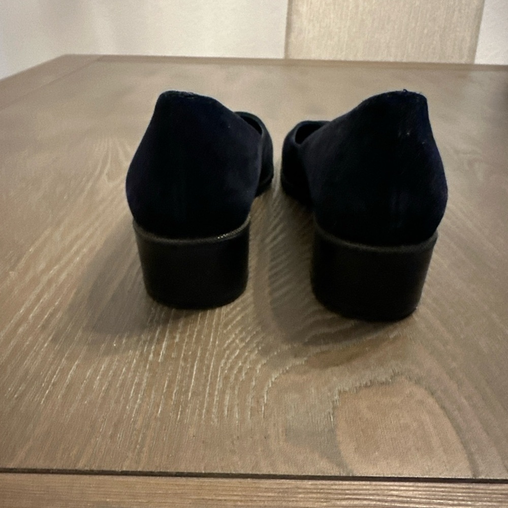 Vintage Stuart Weitzman Suede Women's Size 8 N Black Block Heel Square Toe - Picture 8 of 9